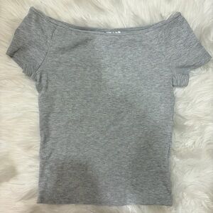 NWT H&M Gray Off-Shoulder Ribbed Top